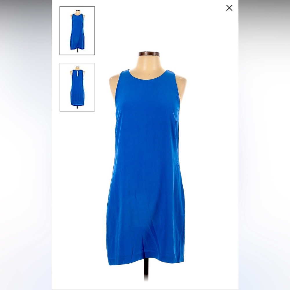 Cynthia Rowley Blue 100% silk shift dress with zipper detailing on the back